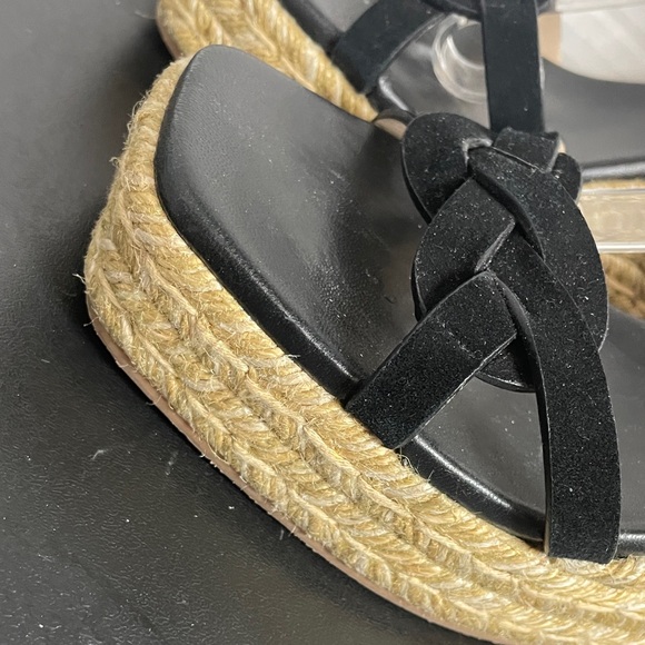 Stuart Weitzman Women’s Wedge Sandals 7.5B Black Suede Espadrille Wedge Summer - Picture 7 of 14
